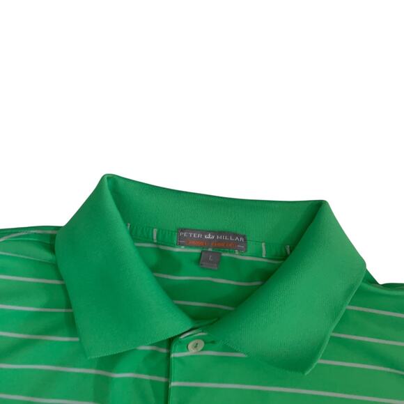 Peter Millar Men's Sz L Summer Comfort Short Sleeve Striped 1945 Logo Polo Shirt - Picture 9 of 14